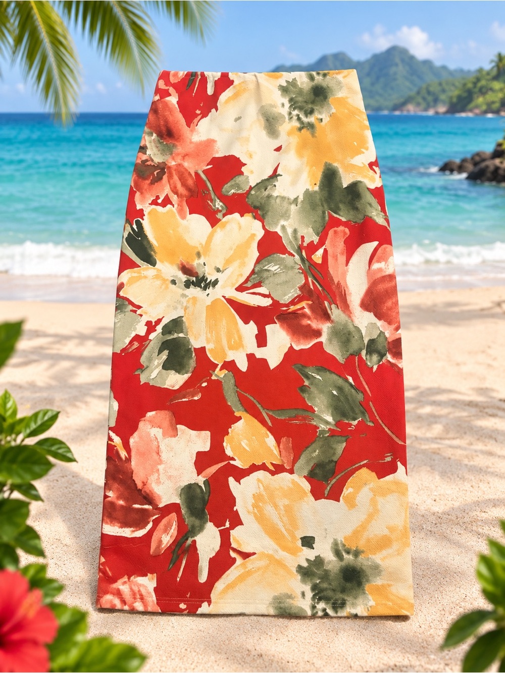 NY Invasion Red Floral Maxi Skirt